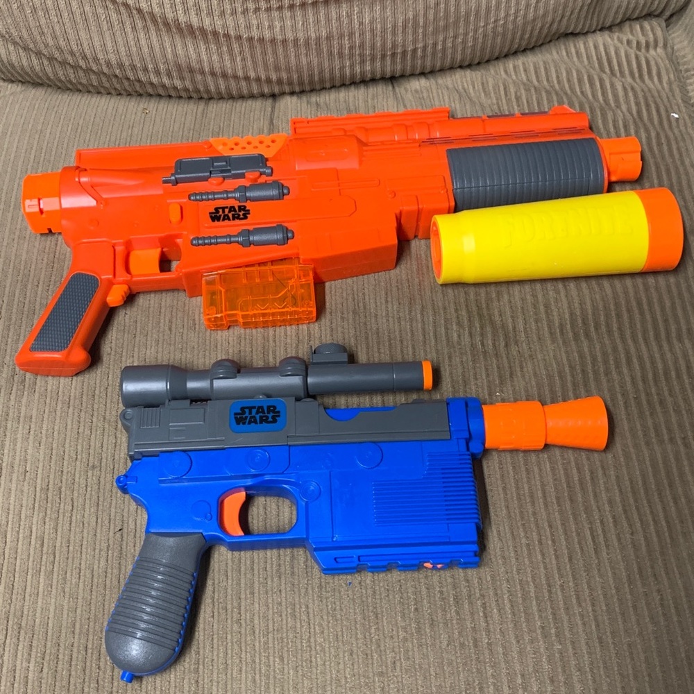 2 Star Wars Nerf Han Solo Blaster Gun & Rifle 2015 Hasbro The Force Awakens